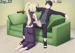 1boy 1girls ass ball_fondling ball_grab balls ballsack barefoot black_eyes black_hair blonde_female blonde_hair blue_eyes boots boruto:_naruto_next_generations canon_couple clothing couch couple cum cum_in_hand cum_in_hands cum_on_fingers cum_on_hand cum_on_hands cumdrip cumshot dripping_cum erection feet female fully_clothed hand_on_head handjob holding_penis husband_and_wife indoors ino_yamanaka jacket long_skirt male masturbation mature_female milf naruto naruto_(series) on_knees pale-skinned_female pale-skinned_male pale_skin penis ponytail romantic romantic_couple sai sandals scrotum scy_25 sex skirt sofa soles straight testicle_grab testicles testicles_touching toes unzipped unzipped_pants white_skin yellow_hair