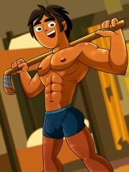 abs animated ass biceps big_ass big_balls big_penis black_hair bowie_(tdi) brown_eyes brown_hair cartoon_emxx cum cum_drip cum_dripping cumshot dark-skinned_male dark_skin detailed detailed_background digital_media_(artwork) floating_hands gay hi_res highres hockey hockey_stick huge_cock jerking jerkingoff looking_at_viewer masturbating masturbation melanin muscular muscular_male naked naked_male nipples nude nude_male pecs raj_(tdi) smile smiling smiling_at_viewer solo_male thick_penis total_drama_island total_drama_island_(2023) underwear veiny_penis