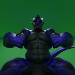 anthro big_muscles big_penis blue_body dergdrister dragon drister_(dergdrister) flexing flexing_bicep flexing_both_biceps genitals huge_cock huge_muscles hyper hyper_genitalia hyper_muscles hyper_penis looking_at_viewer male musclegut muscular mythological_creature mythological_scalie mythology nude penis scalie simple_background solo tongue tongue_out