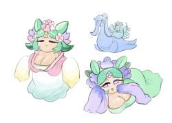 1girls big_breasts breasts clothing cookie_run cookie_run_ovenbreak dracoarcto female flower_in_hair green_hair hydrangea_cookie no_sex plant_humanoid purple_eyes tagme thick_thighs voluptuous