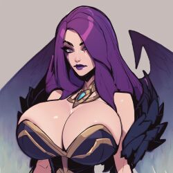 ai_generated balsamique_(ai_artstyle) bimbo huge_breasts league_of_legends morgana rookybooky thick_lips