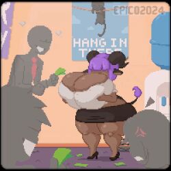 1girls animated ass_bigger_than_head breasts_bigger_than_head breasts_bigger_than_torso cowgirl dark-skinned_female enormous_breasts epicpotatolord high_heels hyper hyper_ass hyper_breasts hyper_thighs office pixel_art playing_with_breasts shortstack tagme thick_thighs wide_hips