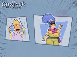 20th_century_fox 20th_century_studios big_breasts blue_hair cheating cydlock glasses homer_simpson marge_simpson milf the_simpsons yellow_body