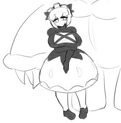 1girls big_breasts breasts cookie_run cookie_run_kingdom dracoarcto dress monochrome pompon_(cookie_run) pumpkin_pie_cookie sketch tagme thick_thighs voluptuous