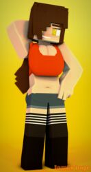 1futa 3d bisexual_(female) breasts brown_hair character cleavage curvy futa_only futanari iamcringe large_breasts long_hair mine-imator minecraft outside ponytail smile stephane_valeranie_(iamcringe) tagme yellow_eyes