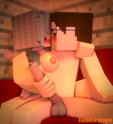 1boy 1girls 3d brown_hair female horse_penis horsecock iamcringe ian_cringe_(iamcringe) minecraft moriko nude sofia_wellington_(iamcringe)