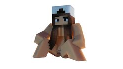 3d big_breasts blue_eyes brown_hair cubic_breasts female human minecraft nude player_1 pussy solo spread_legs tagme