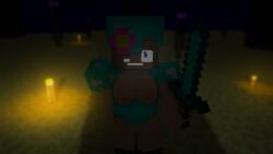 1girls 3d 5boys background big_breasts blue_eyes brown_hair ender_dragon enderman female half-dressed horny_female human humanoid jenny_belle_(slipperyt) joa male mine-imator minecraft monster no_panties slipperyt sword tagme the_end_(minecraft)