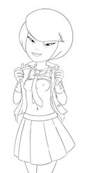 area_(artist) breasts female female_focus female_only kagami_tsurugi miraculous_ladybug monochrome school_uniform shirt_lift skirt smile solo tie