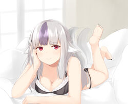 1girls black_bra black_panties black_toenails feet feet_up female female_only fire_emblem fire_emblem_fates fire_emblem_heroes grey_hair laying_down laying_on_stomach lingerie soles solo tailwag the_pose velouria_(fire_emblem) wolf_ears wolf_girl wolf_tail