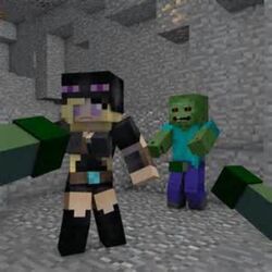 1girls 3boys 3d big_breasts big_penis cave cubic_breasts enderman enderwoman female foursome minecraft personification player_1 purple_eyes rape tagme zombie_(minecraft)