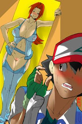 1boy 1girls aarokira absurdres armpits ash_ketchum babydoll bedroom_eyes belly big_breasts black_hair blue_babydoll blue_garter_belt blue_garter_straps blue_lingerie blue_stockings blush bottomless breasts brown_eyes brown_hair clothed delia_ketchum_(pokemon) feet female game_freak garter_belt garter_straps gloves hand_on_hips hat high_heels highres huge_ass huge_breasts huge_penis human human_only imminent_incest imminent_sex incest jacket lingerie long_hair male mature_female milf mostly_nude mother mother_and_son nightgown nintendo nipples open_mouth pokemon pokemon_rgby ponytail pussy satoshi_(pokemon) see-through see-through_bra see-through_top shirt smile source_request stockings straight surprised sweat thick_thighs thigh_gap thighhighs wide_hips yellow_background younger_male