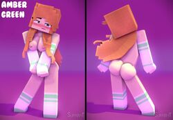 1girls 3d amber_green_(slipperyt) big_breasts female green_eyes horny_female humanoid mine-imator minecraft nude orange_hair outside slipperyt tagme