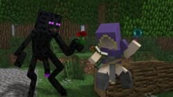 1boy 3d big_penis eleanora_(flamingono) ender_pearl enderman female flamingono forest funny minecraft monster tagme wizard