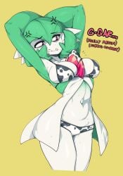 ... 1girl 1girls ? absurdres anger_vein angry_symbol angry_vein animal_print anthro anthro_female arms_behind_head arms_up arms_up_pose belly_button bikini boobs breasts commentary cow_print cow_print_bikini cowprint cowprint_bikini disdain english_commentary english_text female female_anthro female_focus female_only female_solo game_freak gardevoir gen_3_pokemon generation_3_pokemon hair_between_eyes hands_behind_head highres large_breasts medium_boobs medium_breasts navel nintendo pokemon pokemon_(creature) pokemon_(species) print_bikini red_eyes short_hair simple_background slugbox solo solo_female solo_focus standing stomach sweat sweatdrop swimsuit tagme thighs yellow_background