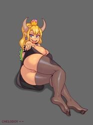 1girls 4_fingers 4_toes alternate_species anthro_to_humanoid areola ass biped black_clothing black_dress blonde_hair blue_eyes blush bottomless_skirt bowsette bracelet breasts chelodoy clothing collar cow_horns crown curvy demon ear_piercing english_text erect_nipples feet female female_only going_commando grey_background hair hi_res horn horns huge_breasts humanoid humanoid_feet humanoid_hands humanoidized innie_pussy jewelry large_ass legwear light_skin long_fingernails long_hair long_toenails lying mario_(series) new_super_mario_bros._u_deluxe nintendo nipple_piercing nipples no_panties no_underwear on_side orange_nipples piercing pink_tongue plump_labia pointy_ears ponytail presenting presenting_hindquarters presenting_pussy puffy_pussy pussy rear_view royalty rule_63 sharp_fingernails sharp_horns sharp_teeth sharp_toenails signature simple_background skirt skirt_lift solo spiked_collar spikes stockings super_crown tan_skin tease teeth text thigh_highs toes tongue tongue_out topless transformation turtle_shell upskirt video_games