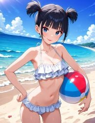2025 ai_generated beach_background belly deviantart elryusam female female_only hand_on_hip holding_beachball looking_at_viewer musa_(winx_club) nickelodeon paramount_animation red_lips smile_at_viewer smiling_at_viewer tummy viacom white_bikini winx_club