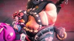 3d animated breasts brown_hair d.va duo female fucked_silly huge_cock kawaiidetectiveenthusiast male no_sound overwatch rape roadhog sex size_difference source_filmmaker straight video