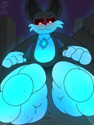 1boy 2025 2025s 2d 2d_(artwork) 2d_artwork black_body black_sclera blue_fur blush canid canid_humanoid canine canine_humanoid city_background critters_(poppy_playtime) digital digital_art digital_drawing digital_drawing_(artwork) digital_painting_(artwork) feet feet_focus fox fox_ears fox_humanoid fox_tail foxylomar furry furry_male furry_only giant glowing looking_down macro magickafox_(bygenetricsproto) magickafox_(poppyplaytime) male micro necklace no_humans oc poppy_playtime poppy_playtime_(chapter_3) protect_critters_(poppyplaytime) protector simple_background simple_shading sitting smiling_critters solo sweaty sweaty_feet uselessguy200 white_eyes white_pupils