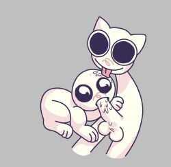 2_balls 4_legs adhd adhd_creature autism autism_creature autism_porn balls btw btw_creature cat_ears cum ear eyes_open fellatio futanari intersex licking no_arms nonbinary paws paws_on_penis penis precum spit sucking sucking_penis sweatdrop tbh_(character) tbh_creature white_background white_body white_fur white_skin
