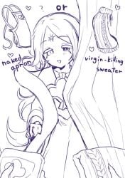 1boy 1male awakened_pure_vanilla_cookie behind_curtain black_eyebrows blush blushing_at_viewer cookie_run cookie_run_kingdom english_text gem_on_chest gem_on_forehead happy happy_male kon_tetego long_hair long_hair_male male monochrome no_color no_colour open_eyes pure_vanilla_cookie shadow_milk_cookie white_eyelashes