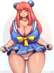 1girls artist_logo artist_name artist_signature ass_visible_from_the_front ass_visible_through_thighs big_breasts big_hips big_thighs blue_clothing blue_collar blue_eyes blush blush_lines blushing_female breasts brenda_(perfect_hair_forever) bulging_breasts busty cleavage coral_pink_hair deep_cleavage eyebrows eyelashes eyes female female_focus female_only front_view hair hair_ornament hips huge_boobs huge_breasts inner_hair lifted_by_self lifting lifting_clothing lifting_own_clothes lifting_skirt lips long_hair madheaven no_bra nose orange_hair panties pantyshot peach_hair pelvic_line perfect_hair_forever pink_hair pulling_skirt ribbon sailor_collar school_uniform schoolgirl short_skirt skirt skirt_lift skirt_lifted_by_self smirk smug smug_face solo solo_female solo_focus standing thick thick_hips thick_legs thigh_gap thighs thunder_thighs underwear upper_body upskirt white_background white_panties yellow_ribbon