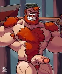 1boy 1male abs axe ball_tuft balls ballsack bara beard beefy body_hair dilf disney disney_channel erect_penis facial_hair foreskin glans gravity_falls grin hairy hairy_male human intact lumberjack male male_focus male_only manly_dan masculine mature_male muscular_male nude_male partially_retracted_foreskin pecs penis pubes pubic_hair red_hair scrotum solo tehbluebubble testicles uncut veiny_penis