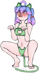 begging buttplug cat_ears cat_tail drooling female green_underwear hanakyo indie_virtual_youtuber pink_highlights purple_eyes purple_hair pussy virtual_youtuber wet_pussy