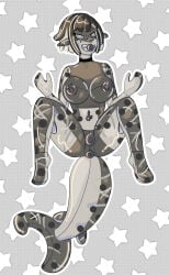 1girls balonojoshi big_ass big_breasts breasts expansion female female_only large_breasts monochrome objectification original_character rubber rubber_toy rubberization sex_toy sex_toy_transformation shark shark_girl shark_tail sketch transformation