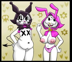 2025 2d 2girls aged_up aged_up_character aged_up_characters anthro anthro_only anthrofied areola areola_outline areola_peek areola_slip areolae areolae_peeking areolae_slip areolae_visible_through_clothing belly belly_button big_ass big_breasts bottom_heavy bottomless bottomless_anthro bottomless_female bottomwear breasts bunny bunny_ears bunny_girl bunny_tail chub chubby chubby_anthro chubby_belly chubby_female demon demon_girl demon_tail digital_art digital_drawing_(artwork) digital_media digital_media_(artwork) eyebrows eyelashes eyeliner eyes eyes_rolling_back eyeshadow eyewear fat fat_ass fat_belly fat_butt fat_female fat_thighs female female_focus female_only flat_belly flat_chest flat_chested flower flower_necklace flowers goth goth_girl goth_makeup gothic gothic_girl gradient_background gradient_shading heart heart_symbol hearts_around_body hearts_around_head height_growth height_increase hello_kitty hello_kitty_(series) hood hood_up hooded hoodie_only humanization humanized jester jester_costume jester_girl jester_hat kuromi make-up makeup mascara my_melody navel nipple_bulge nipple_slip nipples no_bra no_panties no_sex onegai_my_melody outline outlined panties panties_only pastie pasties pasties_only pointy_tail pussy pussy_lips pussy_peek rabbit rabbit_ears rabbit_girl rabbit_humanoid rabbit_tail redesign sanrio shade shaded shaded_face simple_background skinny skinny_female skinny_waist skull skull_head skull_necklace small_breasts small_waist stocky_(artist) striped_clothes striped_clothing striped_panties tail thick_thighs topless wide_hips x_pasties