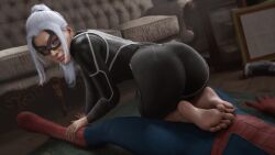 3d ass ass_focus athazel black_cat_(marvel) feet feet_focus felicia_hardy female foot_fetish male/female marvel mask peter_parker seductive seductive_look seductive_smile sfm spider-man spider-man_(series) tagme teasing tight_clothing white_hair