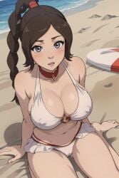 1girls ai_generated aindroidparanoid avatar_legends avatar_the_last_airbender beach big_breasts bikini cameltoe cleavage covered_nipples female fire_nation gray_eyes huge_breasts nonbender open_mouth ponytail sand sea shy stable_diffusion ty_lee