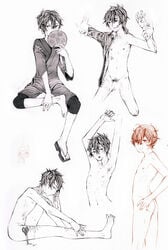 abuse kagerou_project kisaragi_shintarou kokonose_haruka konoha mekakucity_actors school_uniform self_harm selfharm shounen_ai sketch sketches traditional_art twink yaoi yukata