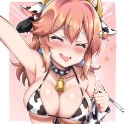 ai_generated ass big bikini blonde_hair blush bovine breasts clothes clothing daisy1girls female hair human leather mario_(series) moaning only out princess princess_daisy shiny solo tight tongue