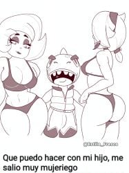 big_ass bikini brawl_stars butt_focus colette_(brawl_stars) estilo_fresco girls leon_(brawl_stars) line_art lola_(brawl_stars) sketch two_girls