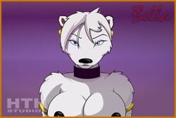 animated anthro bear bella_ferrari big big_breasts breasts furry furry_only high_tail_hall hth_studios hthstudios polar polar_bear stripping