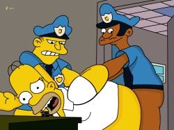 20th_century_fox 20th_century_studios eddie_(the_simpsons) fat gay homer_simpson lautingfox lou_(the_simpsons) male male_only naked nude overweight penetration police police_brutality sex the_simpsons toony