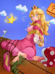 artist_request barefoot blonde_female blonde_hair blue_eyes embarrassed embarrassed_female feet foot_fetish foot_focus foot_lick foot_licking foot_worship footwear heeled_shoes mario_(series) outdoors pink_dress piranha_plant princess_peach smelly_feet super_mario_bros. super_mario_bros._(nes) sweaty_feet sweaty_soles tickling tickling_feet tied_up