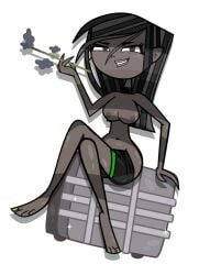 1girls dark-skinned_female dark_skin kingflurry51 oc original_character smoking total_drama_island