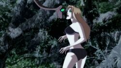 animated blonde_hair blue_bra blue_underwear bra carol_danvers crossover defeated_heroine female gift_art hypnosis hypnotic_eyes jungle kaa kaa_eyes manipulation marvel mind_control open_mouth outdoors snake the_avengers:_earth's_mightiest_heroes the_jungle_book underwear webart20