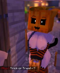 female halloween minecraft mineporncraft nude pumpkin pumpkin_girl pumpkin_head