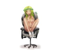 16personalities anime anime_style belly_button butterfly_hair_ornament cute cute_expression fairy figure_drawing gaming_chair green green_eyes green_hair hair_over_one_eye hippie infp innocent leg_lift legs_apart legs_up long mbti no_bra no_panties nude nude_female shiny_breasts shiny_skin sitting_down sitting_on_chair sitting_on_floor small_breasts small_waist smaller_female socks socks_only thighs tiny_breasts