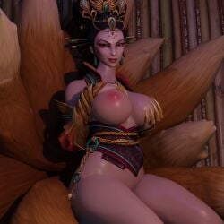 1girls 3d asian_female asian_mythology black_hair chinese_mythology da_ji_(smite) huge_breasts light-skinned_female light_skin mythology scrido smite solo voluptuous voluptuous_female