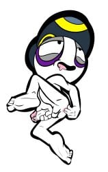 4_toes absurd_res bob-jiggles bodily_fluids clothing drooling erection feet fingering hat headgear headwear hi_res humanoid looking_pleasured male masturbation on_model pan_pizza rebeltaxi round_head saliva solo toes white_body white_skin youtube youtuber