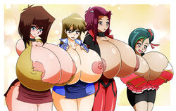 4girls :d akiza_izinski alexis_rhodes big_breasts big_nipples bike_shorts blonde_hair blue_skirt bodysuit breasts brown_hair erect_nipples exposed_breasts gigantic_breasts green_hair hair_ornament huge_breasts huge_nipples konami kotori_mizuki large_breasts long_hair looking_at_breasts looking_at_viewer mizuki_kotori_(yuu-gi-ou_zexal) nipples oxdaman oxdarock red_hair red_skirt ripped_clothing ripped_skirt short_hair skirt smile tea_gardner thick thick_legs tori_meadows voluptuous wide_image yu-gi-oh! yu-gi-oh!_5d's yu-gi-oh!_gx yu-gi-oh!_zexal yuu-gi-ou yuu-gi-ou_5d's yuu-gi-ou_gx yuu-gi-ou_zexal zahkey