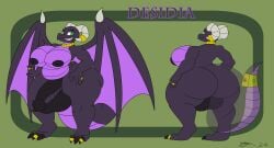 absurd_res anthro black_body breasts dirtymac dragon futanari gold green_eyes hi_res horn hyper intersex invalid_tag jewelry legs mythological_creature mythological_scalie mythology nude purple_body purple_underbelly scalie tail wings