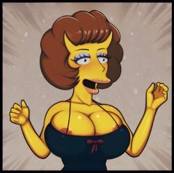 big_breasts breasts cydlock devil_horns maude_flanders milf mother the_simpsons