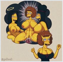 big_breasts breasts cum_in_pussy cum_inside cydlock demon devil_horns hairy_pussy marge_simpson mature_female maude_flanders milf mother nipples partial_male pussy the_simpsons yellow_body