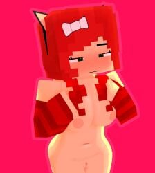 1girls 3d alyx_(mineporncraft) big_breasts erect_nipples female green_eyes horny_female human mine-imator minecraft mineporncraft nude_female outside red_hair solo tagme wet_pussy