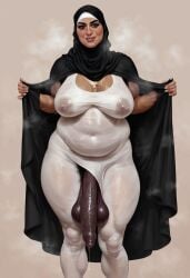 ai_generated arab_futa_auntie(briang1748) bottom_heavy briang1748 brown_skin burka dark-skinned_female dark-skinned_futanari dark_foreskin dark_penis dark_skin flashing_penis futanari hijab lifting_clothing mature_futa original_character pubic_hair sweat tan-skinned_futanari tan_body tanned_skin thick_ass